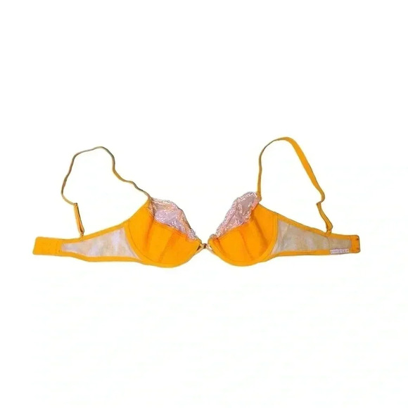 NEW Savage x Fenty Plunge Half Cup Lace Bra And Matching Panties Peach Orange - Picture 8 of 16